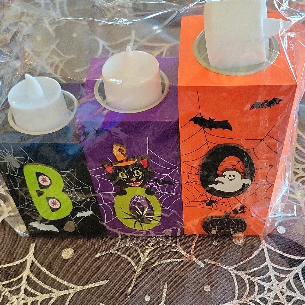 Halloween LED Candle Set - Black, Purple, and Orange New